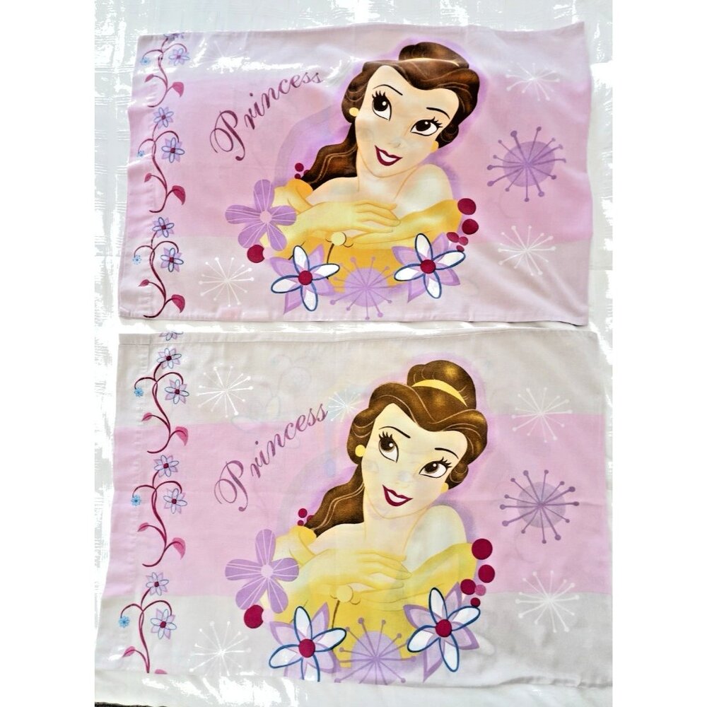 3 Pc DISNEY PRINCESS Sheet Set TWIN Flat & PAIR of 2-Sided Standard Pillowcases - Picture 14 of 16